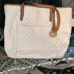 Off white and tan Michael Kors tote